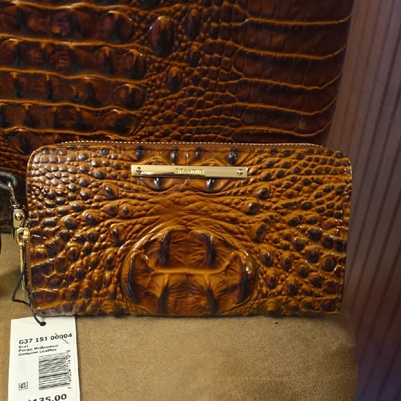 Brahmin Brown Crocodile Embossed Handbag - Picture 10 of 11